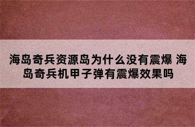 海岛奇兵资源岛为什么没有震爆 海岛奇兵机甲子弹有震爆效果吗